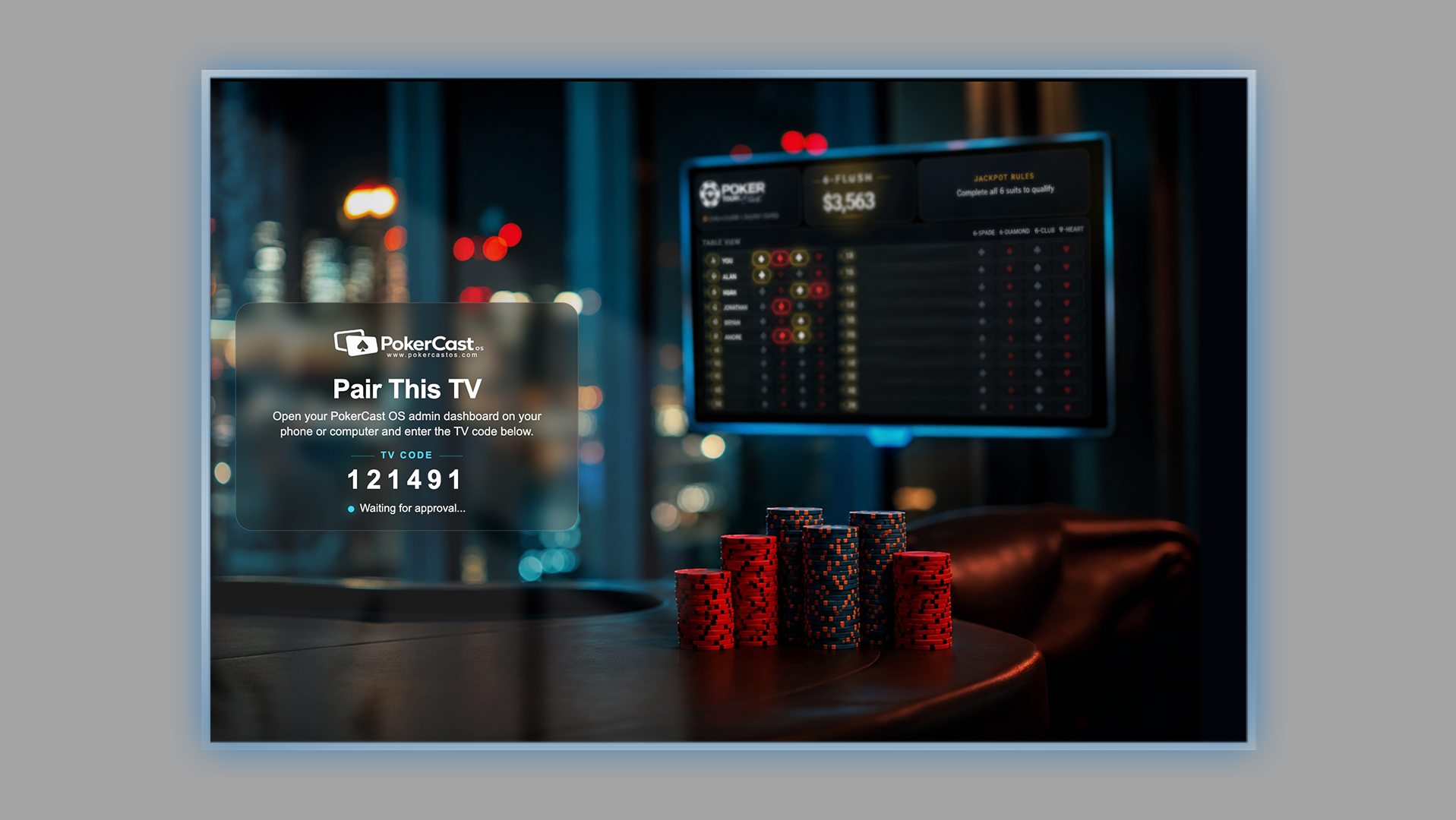 PokerCast TV pairing display